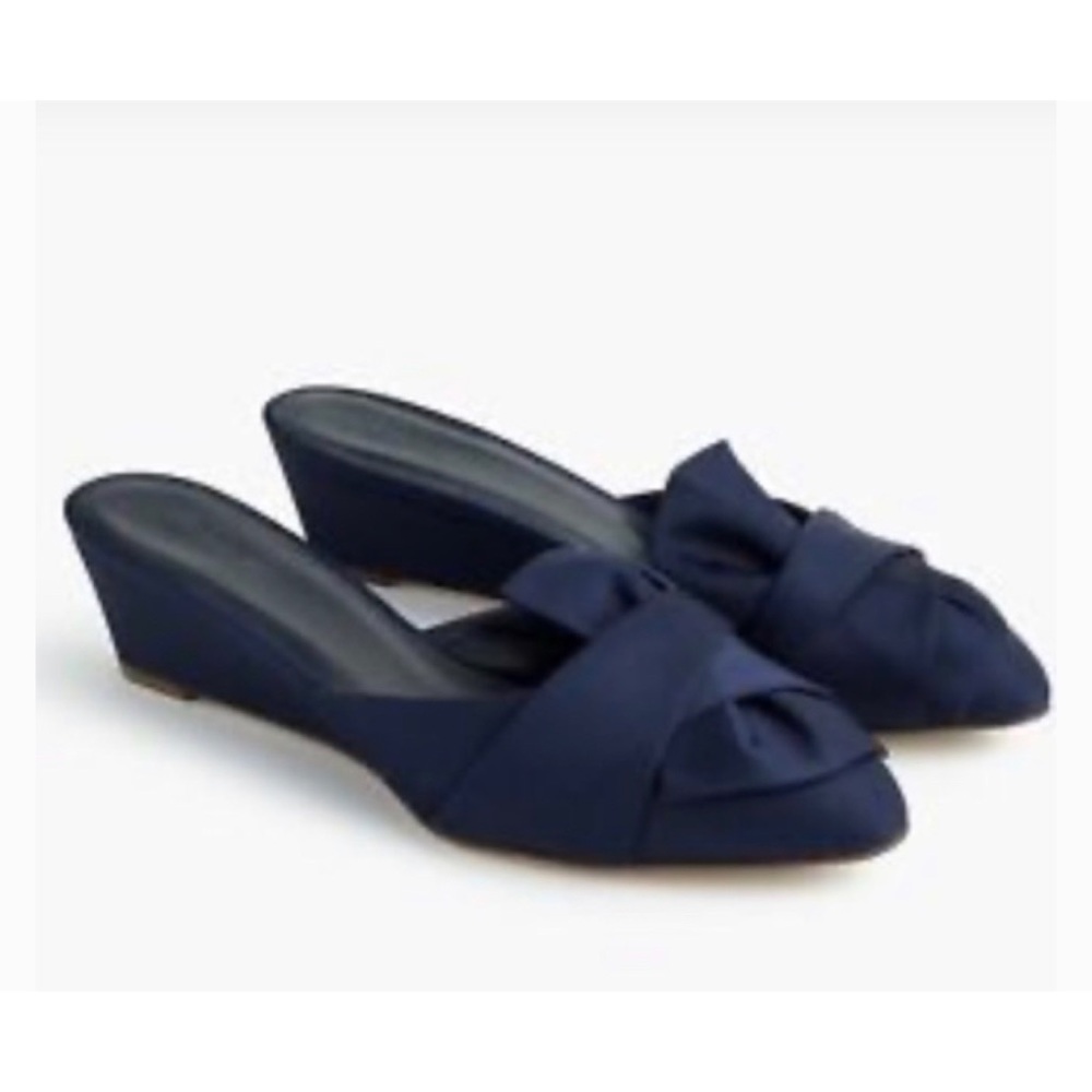 J. Crew Blanche Satin Mini - Wedge Mules Size6.5